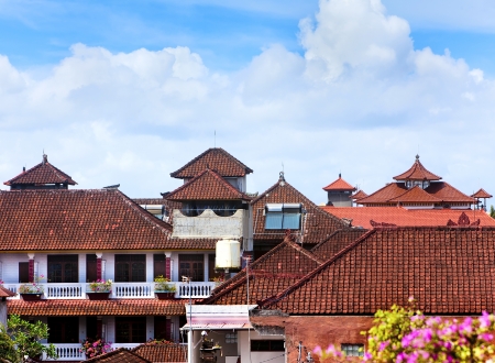 Tiled roofs against the sky with cloudsのeditorial素材