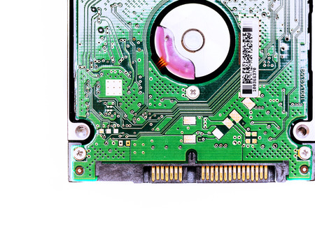 Close-up view of hard drive for ultrabooks on white backgroundのeditorial素材
