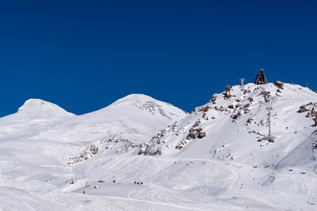 Beautiful scenery mountain massif on the North Caucasus on winter resort