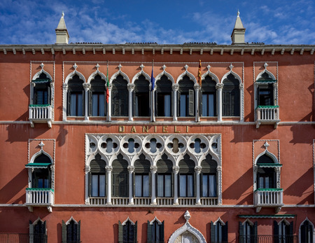 VENICE, ITALY - JULY 2,2014: Popular and famous hotel "Danieli" on the waterfront of Grand Canal in Veniceのeditorial素材