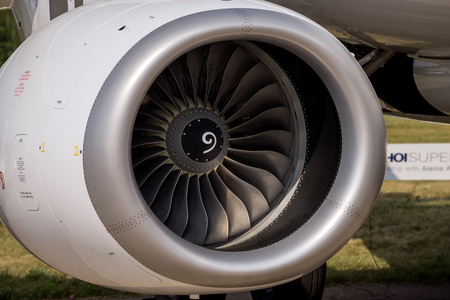 ZHUKOVSKY, RUSSIA - AUG 26, 2015: Airplane shown at International Aerospace Salon MAKS-2015 on august 27, 2015 in Zhukovsky, Moscow region, Russiaのeditorial素材