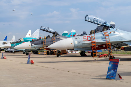 ZHUKOVSKY, RUSSIA - AUG 26, 2015: Airplane shown at International Aerospace Salon MAKS-2015 on...
