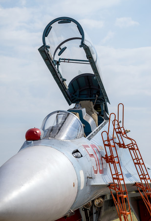 ZHUKOVSKY, RUSSIA - AUG 26, 2015: Airplane shown at International Aerospace Salon MAKS-2015 on august 27, 2015 in Zhukovsky, Moscow region, Russiaのeditorial素材
