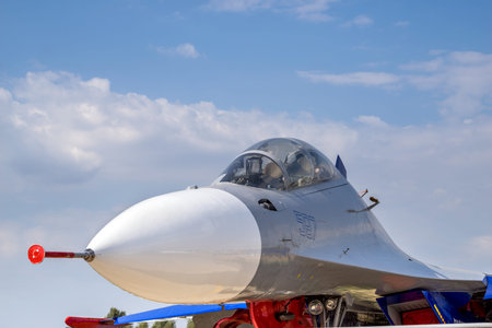 ZHUKOVSKY, RUSSIA - AUG 26, 2015: Airplane shown at International Aerospace Salon MAKS-2015 on...
