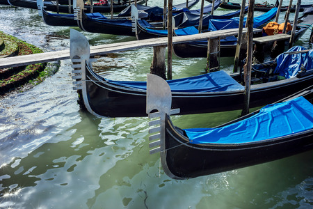 Famous gondolas on Grand Canal in Veniceの写真素材