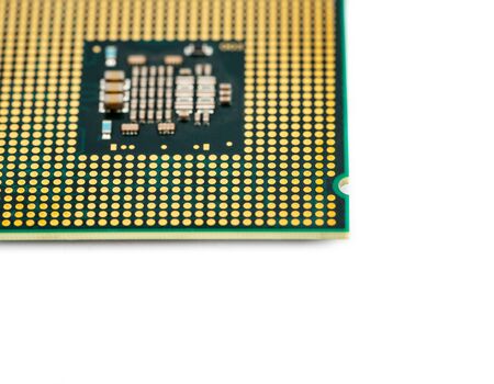 Computer processor close-up. Modern cpu chip backgroundの写真素材