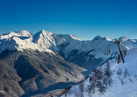 Beautiful landscape of Caucasus Mountains on ski resortの写真素材