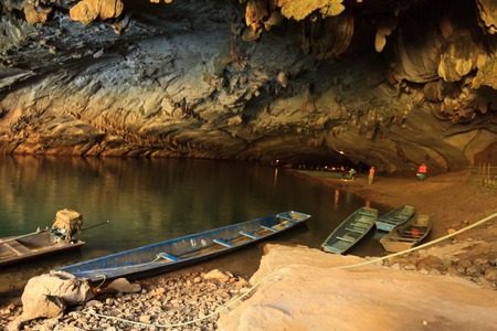 The biggest cave in Laos, Konglor Caveの写真素材