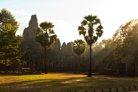 Prasat Bayon Temple in Angkor Thom, near Siem Reap, Cambodiaの写真素材