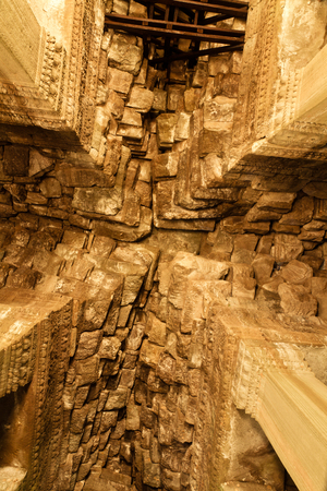 roof construction made of stones in Angkor Wat, Cambodia.の写真素材