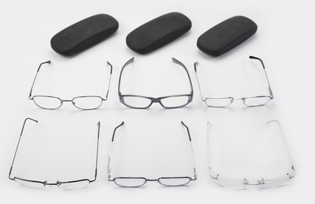 Six frames for dioptrical glasses plastic or metal or rimlessの写真素材