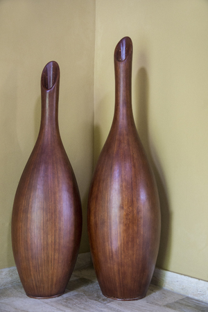 Big decorative  ceramic  handmade vases in interiorの写真素材