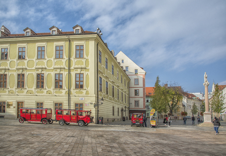 Slovakia, Bratislava - November 5th, 2017 historic old town, buildings from austro-hungarian empire. Main square.のeditorial素材