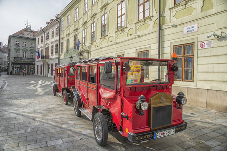 Slovakia, Bratislava - November 5th, 2017 historic old town, buildings from austro-hungarian empire. Main square.のeditorial素材
