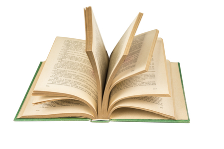 Open book with pages on the white backgroundの写真素材