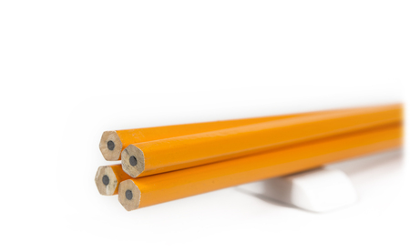 New unsharp pensils on the white backgroundの写真素材