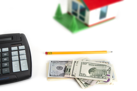 Calculating a saving money for a house. Mortgage conceptの写真素材