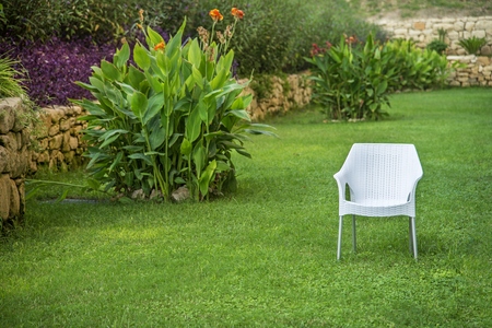 Chair in the garden. Single player conceptの写真素材