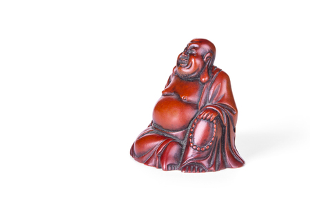 Fat Buddha statue on the white backgroundの写真素材