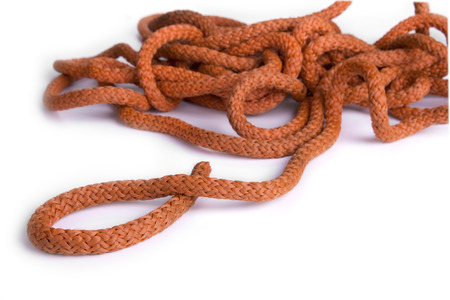 Rope closeup on white background isolatedの写真素材