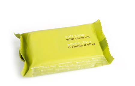 Olive soap on the white backgroundの写真素材