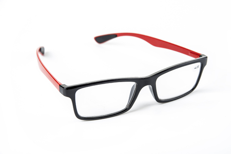 Dioptric glasses with rubber at the end of temples to prevent slippingの写真素材