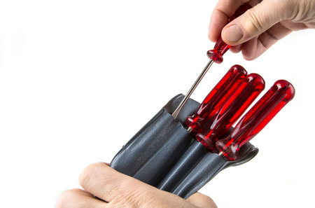 Set of screwdrivers on a white background