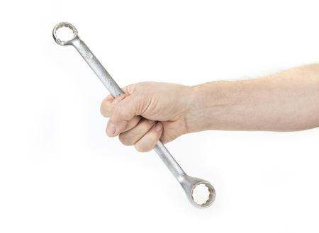 Wrench in the hand. Service conceptの写真素材