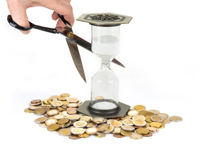 Hourglass with the lock. Stop the time concept.