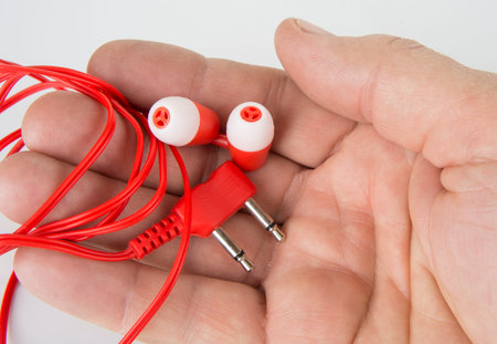 Disposable headphones in airplane for music and movies