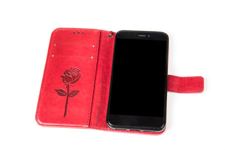 New smartphone case on the white background