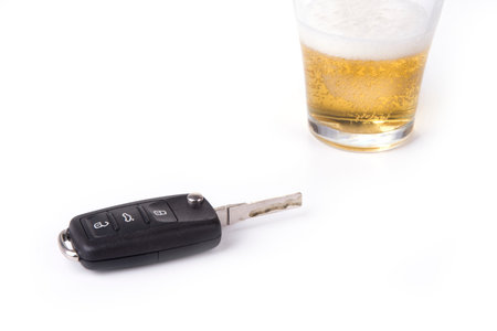 Car key and beer. Don't drink and drive concept