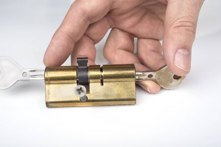 Safety lock from an entrence door with keysの写真素材