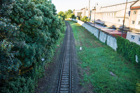 Single railway track to an old factory