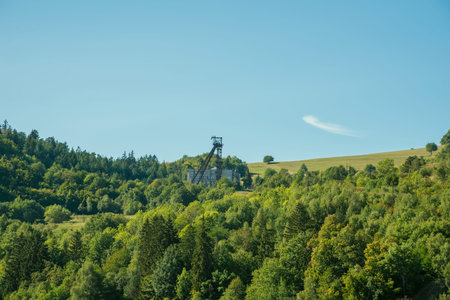 Old abandoned metal mining tower construction
