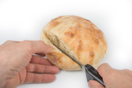 Traditional home bake bread lepinja on a white
