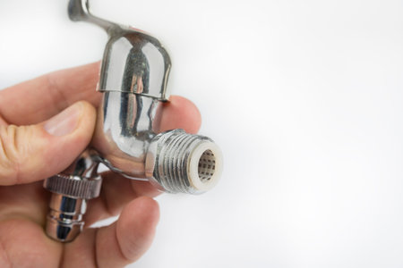 New water valve with strainer on a white