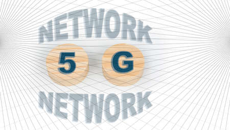 5G network technology on a wooden circlesの写真素材