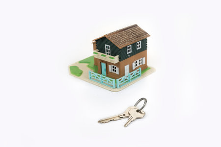House with keys, home buying, ownership or security and mortgage conceptの写真素材