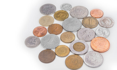 Variuos old coins like schilling, mark, forint, cent, pfennig, lati
