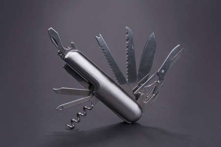 Swiss many task army knife. Multi tool pocket knife.の写真素材