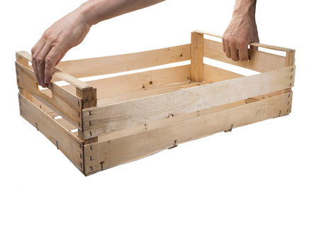 Empty wooden case for a vegetable