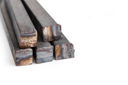 Square iron rod on a white backgroundの写真素材