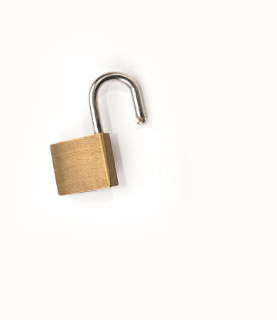 Small travel padlock on the suitcase on  a whiteの写真素材