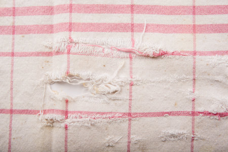 Distressed fabric with geametric pattern