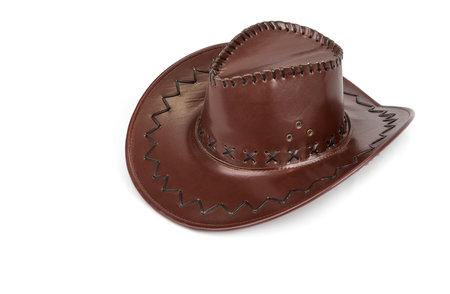 New leather cowboy hat on a white backgroundの写真素材