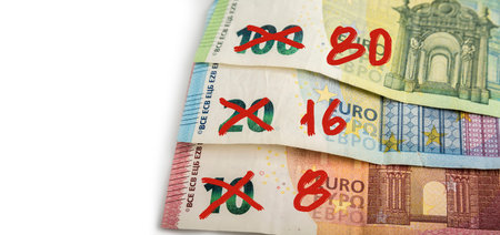 Inflation on the paper banknote. Devaluation of money