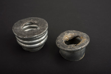 Smashed metal tube. Top Hammered Steel Tubingの写真素材