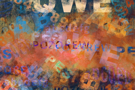 Orange grunge background with numbers and letters