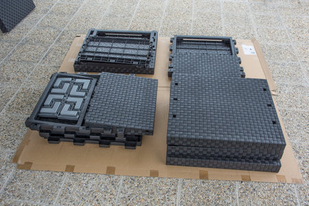 Plastic furniture black lounge set assemblyの写真素材